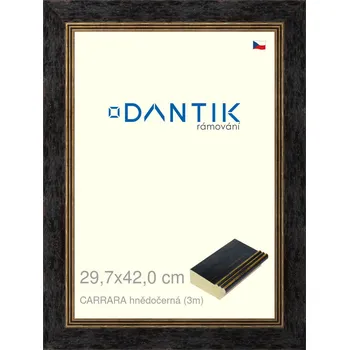Rám na obraz DANTIK rámeček 29,7x42 | CARRARA hnědočerná (Plexi Čiré) (Vyrobeno s láskou u nás v DANTIKU)