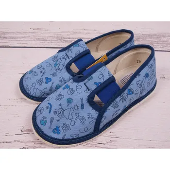 Chlapecké bačkory Bačkůrky papučky bačkory HP Čechtín 555 modré s autíčky velikost: 25