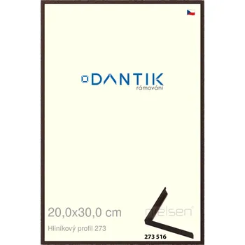 Rám na obraz DANTIK rámeček 20x30 | ALU profil 7273 Dýha wenge tmavá (Sklo Čiré) (Vyrobeno s láskou u nás v DANTIKU)