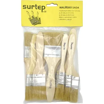 Umělecký štětec SURTEP, s. r. o. Sada dřevěných plochých štětců 10 ks