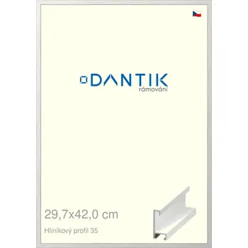 Rám na obraz DANTIK rámeček 29,7x42 | ALU profil 6035 Dýha bílá (Plexi Čiré) (Vyrobeno s láskou u nás v DANTIKU)
