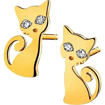 Náušnice Náušnice ze žlutého zlata s diamanty - kočky - 0,01 ct - ryzost 585 - 110.272