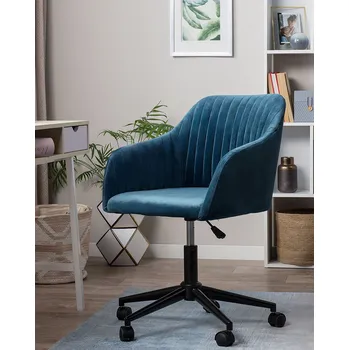 kancelářská židle Modrá sametová s otočnými područkami, výškově nastavitelná Beliani