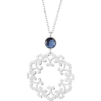 Náhrdelník Stříbrný náhrdelník s broušeným sklem - rozeta - AP535-2240