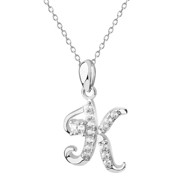 Přívěsek Stříbrný přívěsek se zirkony - písmeno K - AP536-2705