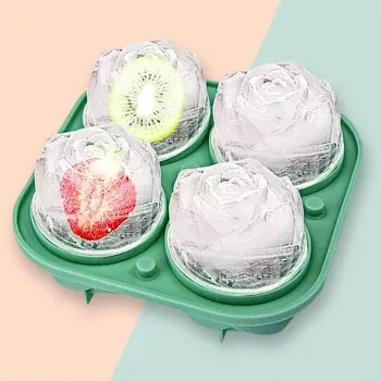 Tvořítko na led Silikonová forma na led ve tvaru 3D růže - Zelená