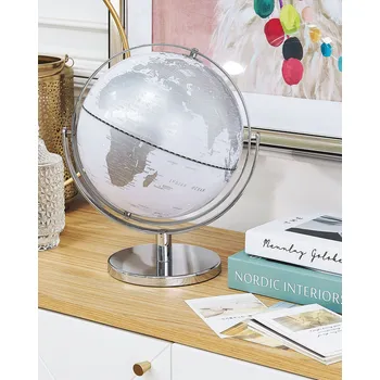 Glóbus Dekorativní globus stříbrný 22 cm moderní tradiční Beliani