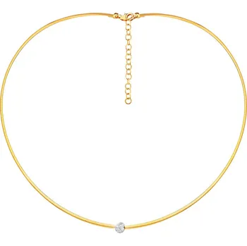 Náhrdelník Zlatý pevný náhrdelník se zirkony - AP534-3292