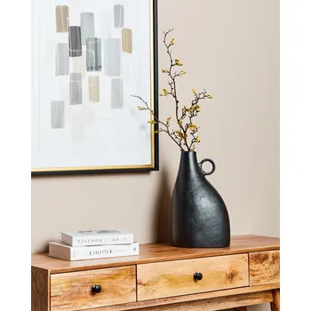 Váza Dekorativní váza černá hliníková 36 cm s rukojetí tradiční moderní styl dekorace doplňky Beliani