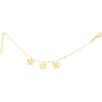 Náramek Pozlacený stříbrný náramek - motýli - AP532-2645