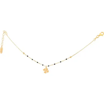 Náramek Pozlacený stříbrný náramek se smaltem - čtyřlístek - AP536-2474