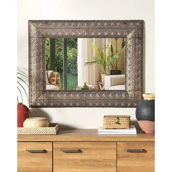 Zrcadlo Espelho de parede cobre moldura em metal 69 x 90 cm estilo oriental Beliani