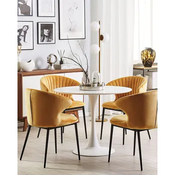 Jídelní židle Sada 2 jídelních židlí žlutá sametové čalouněné černé nohy retro industriálním styl kuchyně jídelna Beliani