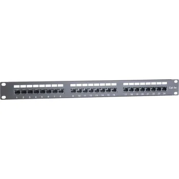 Patch panel Masterlan patch panel 19", 24xRJ45, Cat5e, 1U, UTP, s vyvazovací lištou, černý