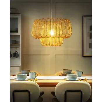 Závěsná lampa přírodní s papírovým stínidlem interiérové osvětlení přírodní styl japandi Beliani