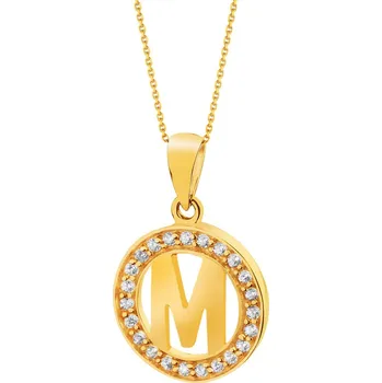 Přívěsek Zlatý přívěsek se zirkony - písmeno M - Z-702 M.02