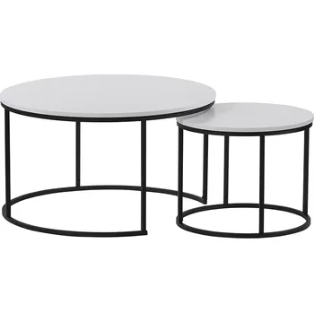 Konferenční stolek Set dvou konferenčních stolků IKLIN MDF barva bílá, kov černý lak