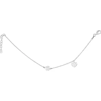 Náramek Stříbrný náramek - srdce, čtyřlístek - AP529-7013