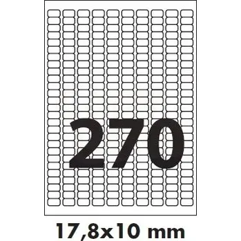 Samolepící etiketa Předsekané papírové etikety: BEZ POTISKU - 17,8x10 mm - (270ks na arch