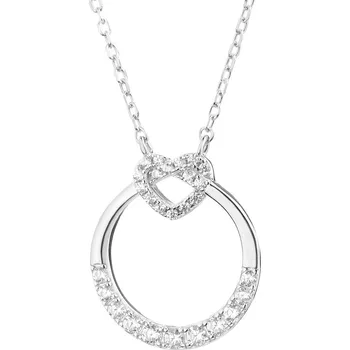 Náhrdelník Stříbrný náhrdelník se zirkony - kroužek, srdce - AP535-9842