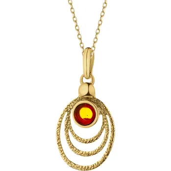 Přívěsek Pozlacený stříbrný přívěsek s jantarem - AP538-4891