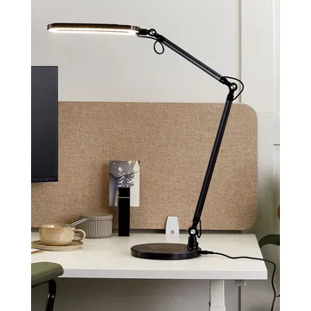 Lampička Kancelářská stolní LED lampa černá kovová hliníková dvojitý dotykový spínač moderní osvětlení do kanceláře Beliani