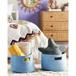 Sada 2 úložných košů Bavlněný modrý pletený koš na prádlo látkový košík na hračky Beliani