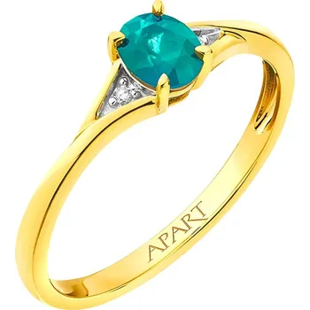 Prsten Prsten ze žlutého zlata s diamanty a smaragdem - ryzost 585 - 109.457