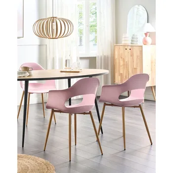 Jídelní židle Sada 2 jídelních židlí růžové syntetický materiál tenké nohy dekorativní design nábytek do jídelny Beliani