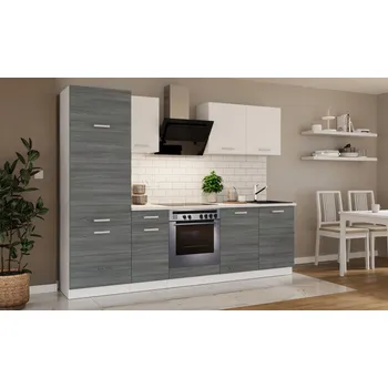 Kuchyňská linka Stolarz Lempert Kuchyňská linka TONI 260 cm - Silbereiche / Bílá