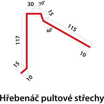 Střecha Hřebenáč pultové střechy BRAVO Barva: RAL 3011 - Koral (červená)