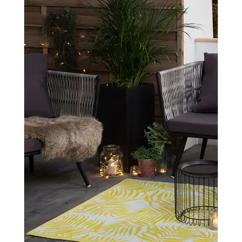 Koberec Venkovní koberec, žlutý, 120 x 180 cm, odolný proti plísním a povětrnostním podmínkám, obdélníkový, moderní Beliani