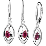 JVD Dámské stříbrné visací náušnice se zirkony a červenými rubíny SVLE0697SH8R100