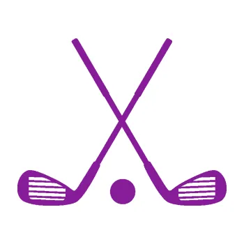 Polep vozidla SAMOLEPKA Golfové hole 001 zkřížené s míčkem (14 - fialová) NA AUTO, NÁLEPKA, FÓLIE, POLEP, TUNING, VLASTNÍ TEXT, TISK, AUTOSAMOLEPKY.cz, POLEPY, OBRÁZEK, LOGO, SAMOLEPKY