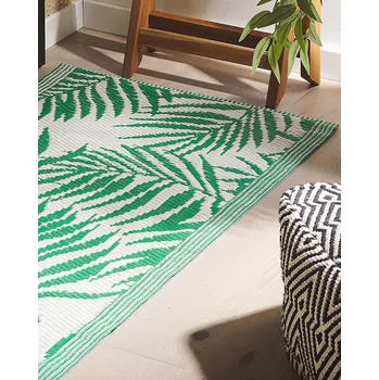 Koberec Venkovní Koberec zelený Palmový List Květinový Vzor Synteticky 60 x 105 cm Moderní Balkon Terasa Beliani
