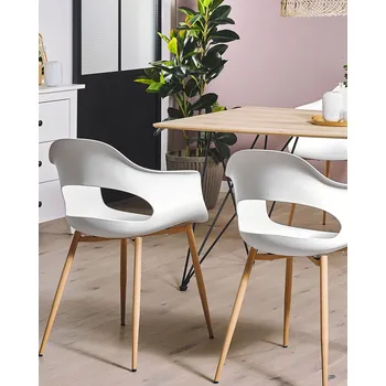 Jídelní židle Sada 2 jídelních židlí bíly syntetický materiál Elegantní nohy dekorativní Beliani