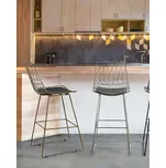 Sada 2 barových židlí Stříbrný ocelový rám Sedadlo z umělé kůže Výška pultu Moderní design Beliani