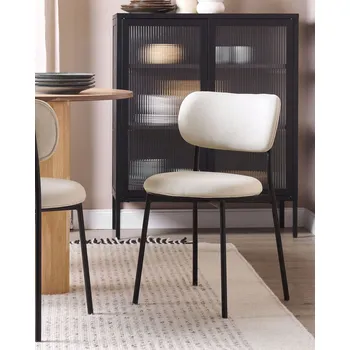 Jídelní židle Sada 2 jídelních židlí béžové polyesterové sedáky bez područek kovové nohy jídelna kuchyně Beliani