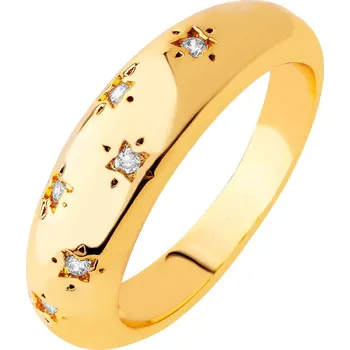 Prsten Pozlacený prsten z mosazi se zirkony - hvězdy - AR535-7629