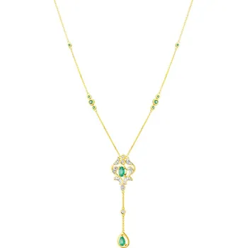 Náhrdelník Zlatý náhrdelník s diamanty a smaragdy - ryzost 585 - 220.189