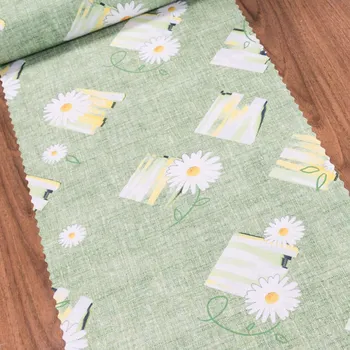 ubrus Ubrusovina / štola teflonová úprava, 17R1028-107, kopretiny na zelené, š.38cm (metráž)