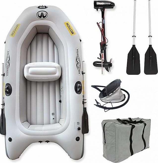Nafukovací člun AQUA MARINA Motion grey - sada: s elektrickým motorem T-18 na 12V