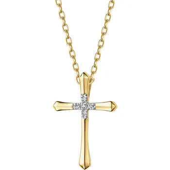 Přívěsek Zlatý přívěsek s diamanty - kříž - 0,03 ct - ryzost 585 - 220.767