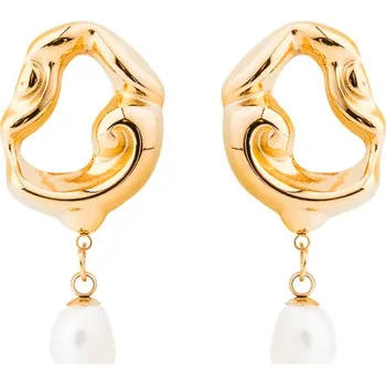 Náušnice franco bene Pozlacené náušnice s přívěskem perly | 1031