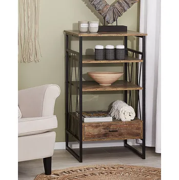 Koupelnový nábytek Police světlá barva dřeva dřevovláknitá deska kovová MDF deska 101 x 56 x 51 cm moderní dřevo elegantní 1 zásuvka praktický obývací pokoj Beliani