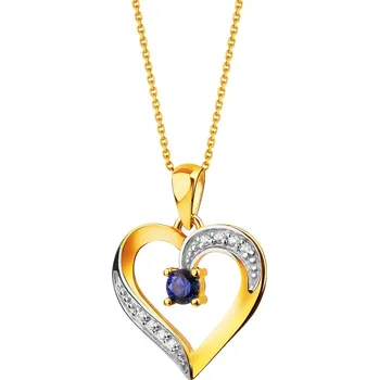 Přívěsek Zlatý přívěsek se syntetickým safírem a zirkony - srdce - Z-769.02