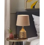 Stolní lampa zlatá a hnědá keramická 44 cm geometrický vzor látkové stínidlo obývací pokoj ložnice Beliani