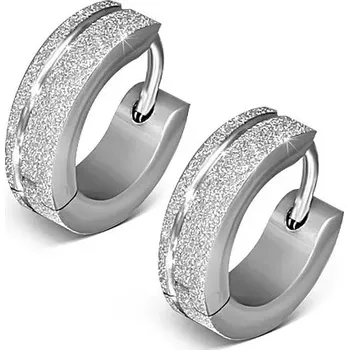 Náušnice Kloubové náušnice z oceli, matný třpytivý povrch, stříbrná barva, zářez