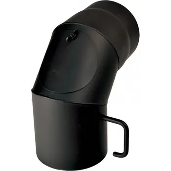 Kouřovod Kovo Kraus Koleno 90° 160mm s čisticím otvorem a klapkou černé