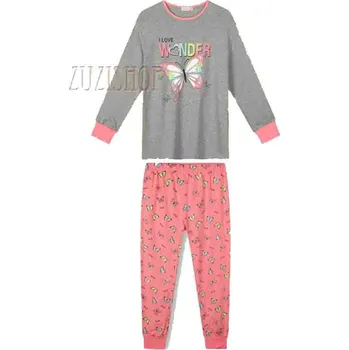 Dívčí pyžamo Dívčí pyžamo s motýlem Kugo vel. 116 šedá